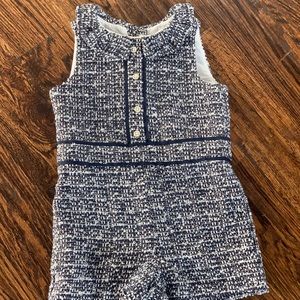 Janie and Jack navy tweed dressy romper